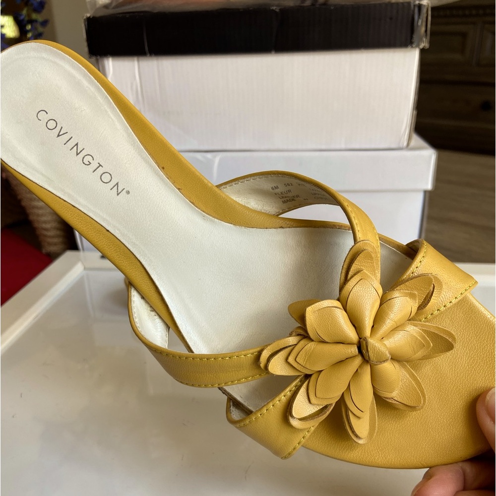 Flower Embossed Yellow Sandal